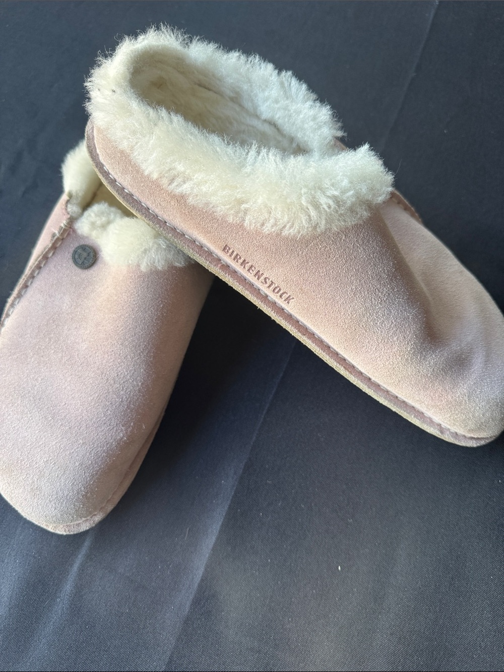 Birkenstock Pink Suede Shearling-Lined Slip-On Clogs